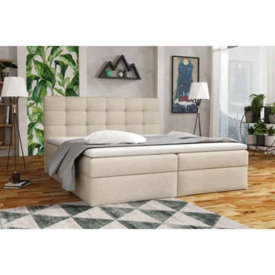 Fun Möbel Boxspringbett DORIANO in Beige, Liegefläche 120x200 cm – mit Bettkasten, Bonellfederkern